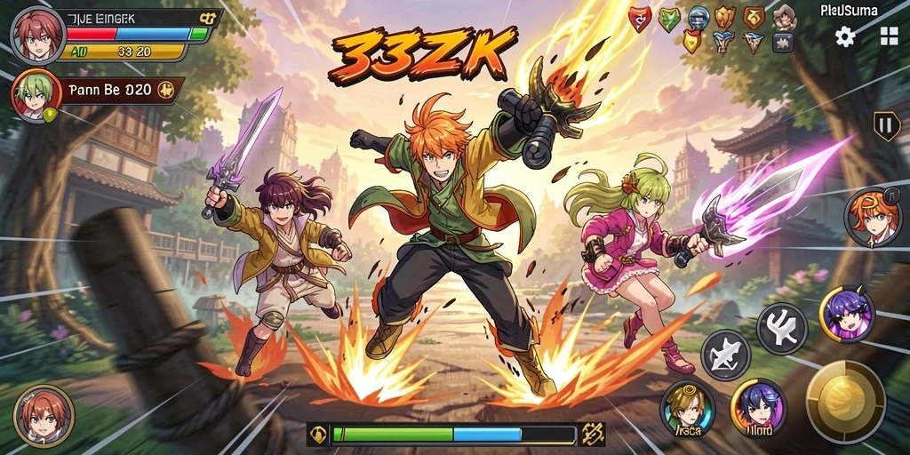 Tampilan gameplay seru di dunia Anime yang memukau.