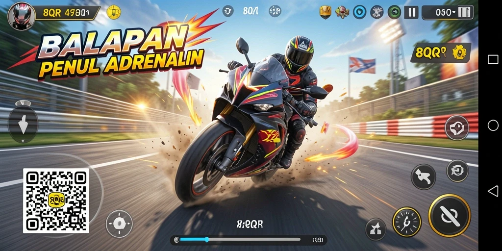 Tampilkan gameplay seru balapan motor di 8QR.