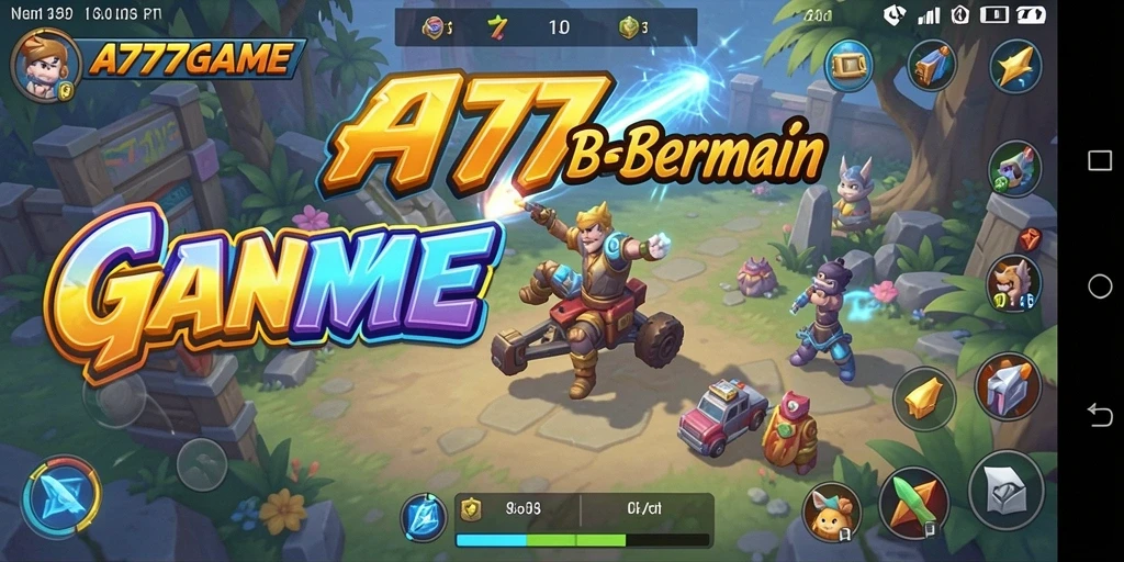 Tampilan seru gameplay A777GAME yang penuh warna.