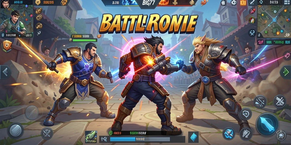 Tampilan gameplay seru dalam pertempuran Battle Royale di BIG77.