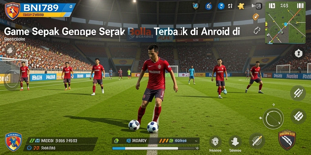 Tangkapan layar gameplay BNI789 menampilkan aksi sepak bola yang seru.