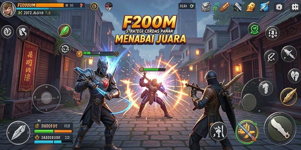 Tampilan gameplay F200M dengan strategi pertempuran yang intens.