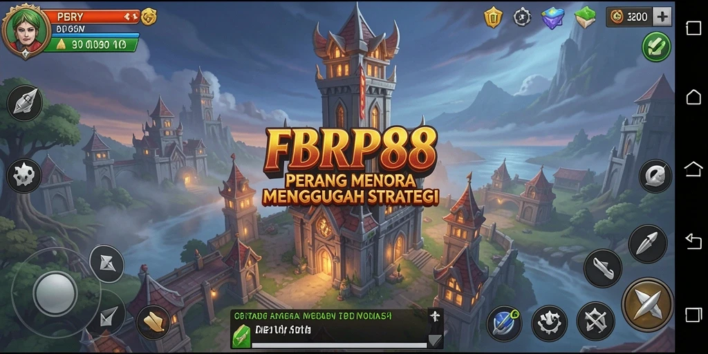 Screenshot dari gameplay FBRP88 menunjukkan menara yang sedang menyerang musuh.