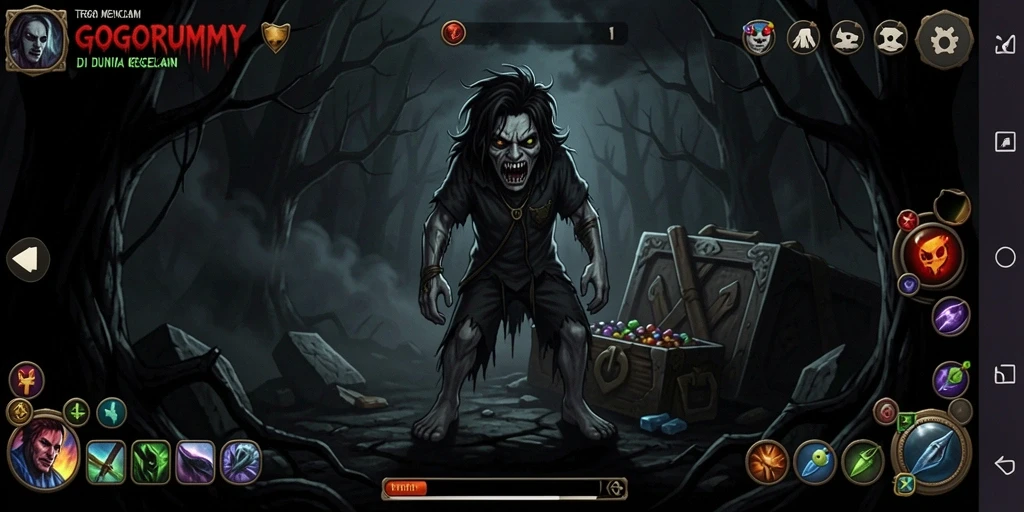 Tampilan gameplay GOGORUMMY yang menyeramkan dan penuh ketegangan.