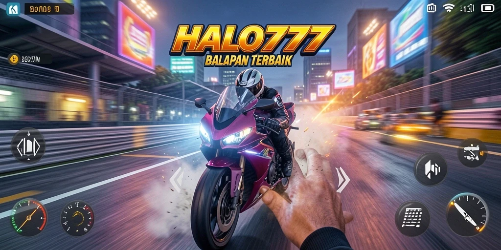Tangkapan layar gameplay HALO777 yang penuh aksi balapan motor.