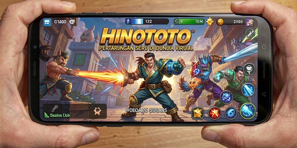 Screenshot gameplay HINOTOTO menunjukkan pertarungan yang mendebarkan.