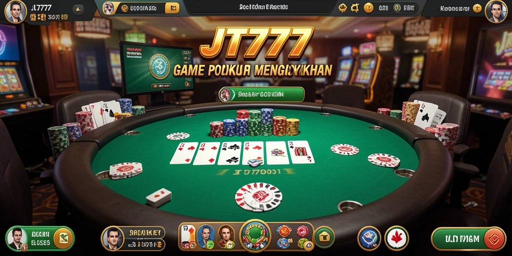 Screenshot JT777 menampilkan gameplay Poker yang seru dan dinamis.