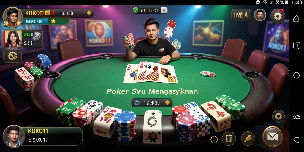 Tampilan gameplay KOKO11 yang mengasyikkan dan interaktif saat bermain poker.