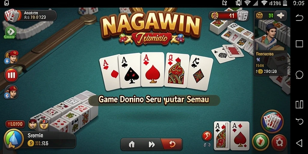 Tampilan gameplay seru dari NAGAWIN dengan elemen Domino yang menarik.