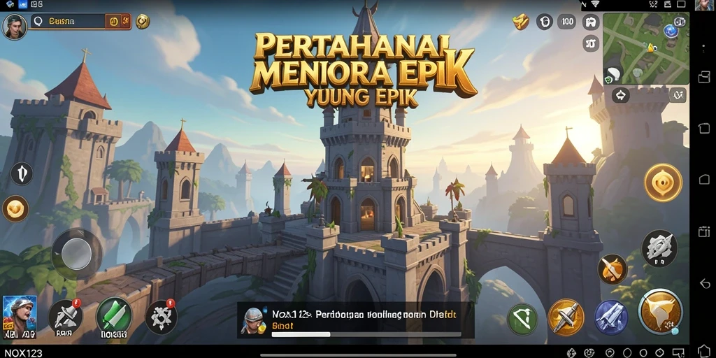 Tangkapan layar menampilkan aksi epik dari gameplay Tower Defense di NOX123.