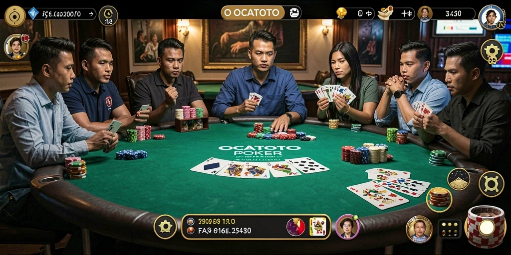 Tampilan gameplay Poker yang seru dan menantang di OCATOTO.