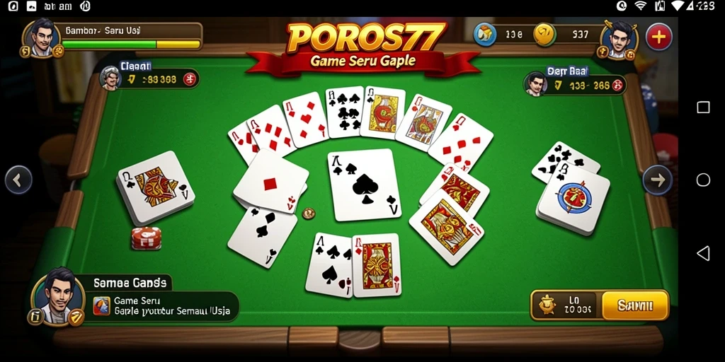 Tampilan gameplay Gaple seru di POROS77 yang mengasyikkan.