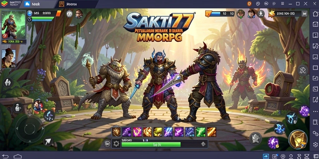Screenshot SAKTI77 menampilkan karakter dalam aksi pertempuran MMORPG yang seru.