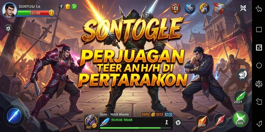 Screenshot gameplay intens SONTOGEL menampilkan duel bertarung yang mendebarkan.