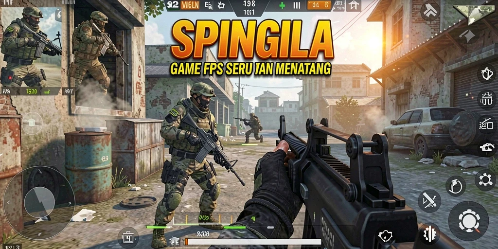 Tampilan seru dari gameplay SPINGILA saat pertempuran intens.