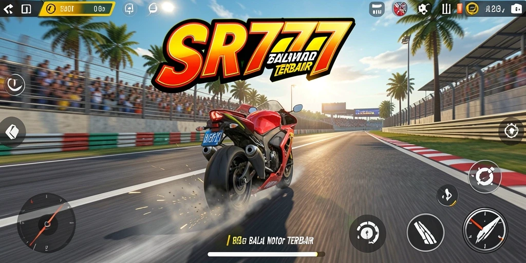 Tampilan menarik dari gameplay SR777 saat balapan motor.